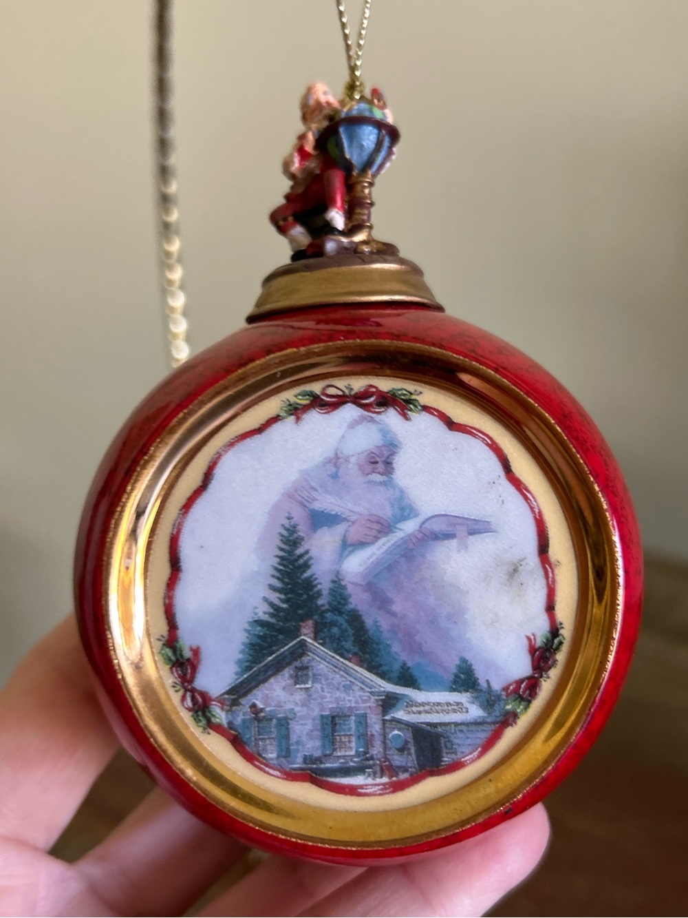 Norman Rockwell's Christmas Classics Heirloom Porcelain Ornaments-Santa’s List